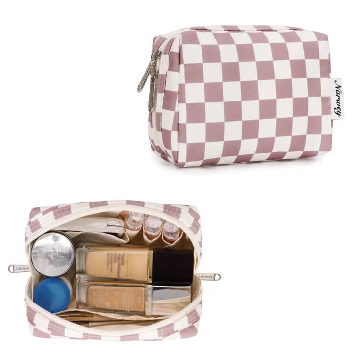 wandf - Wholesale Makeup/Cosmetic Bag - Checkered Makeup Bag Travel Cosmetic Bag Organizer Toiletry
