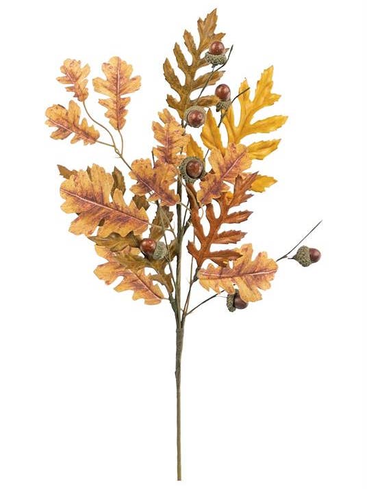 Oak Leaf Pick, 19", Orange/Brown #mx22f-020p-or.br for wholesale by Select Artificials, Inc.