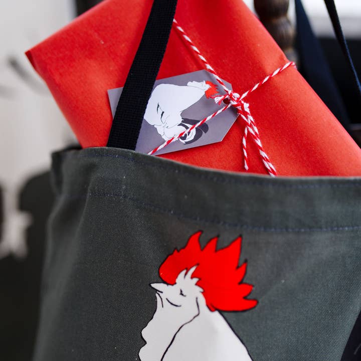 Draagtas met grijs Cockerel-ontwerp voor wholesale door Cluck Cluck!