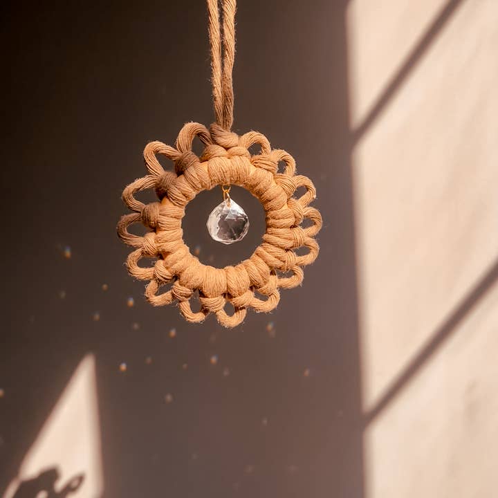 Meraki The Studio Co. - Wholesale Suncatcher - Macrame Suncatcher Flower | Window Hanging Light Catcher