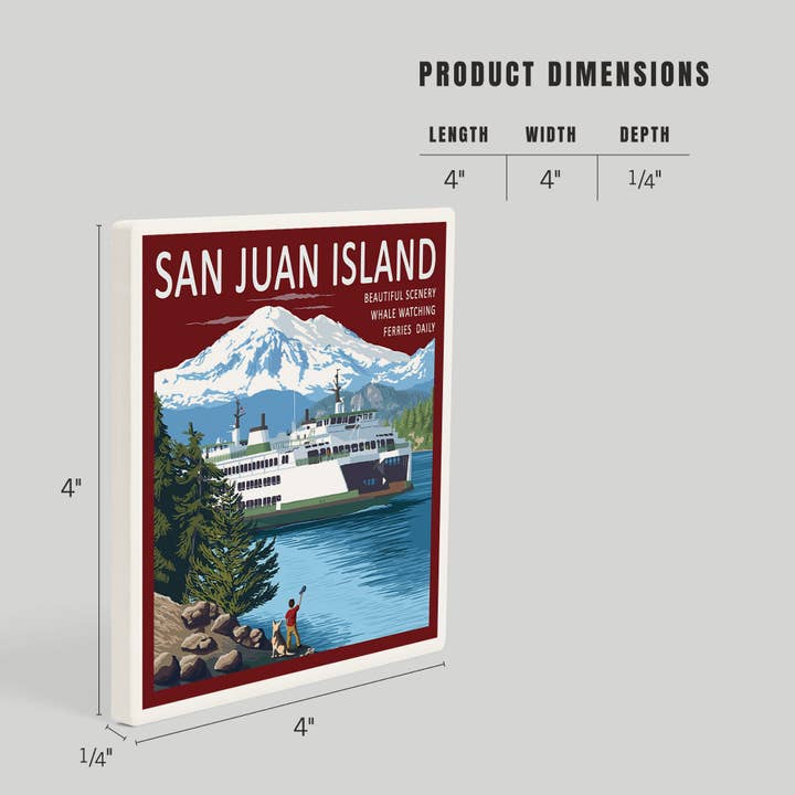 Lantern Press - Wholesale Coasters - CERAMIC COASTER San Juan Island, Boy Waving at Ferry4