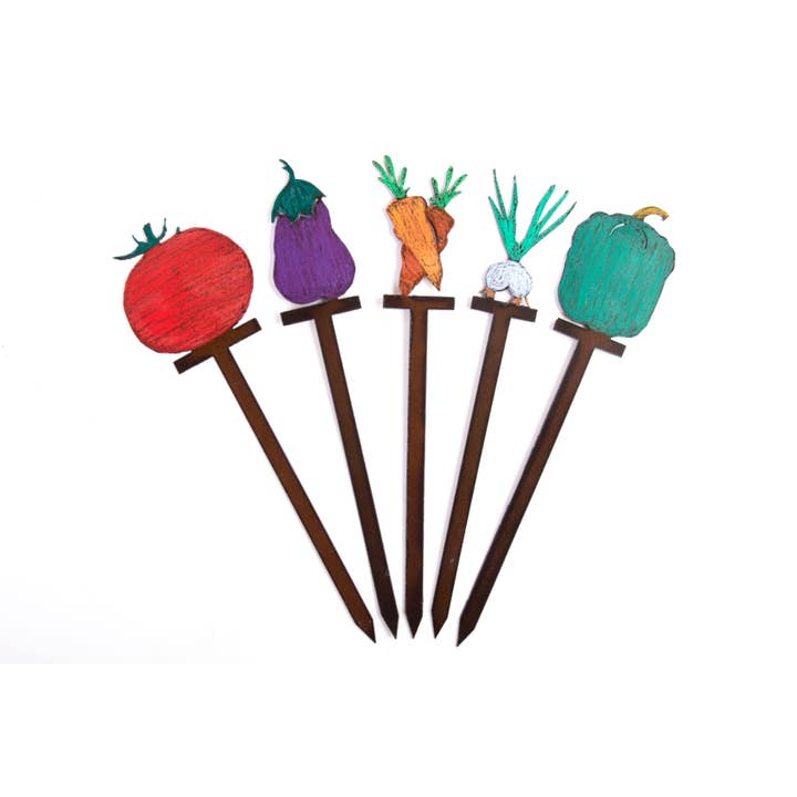 Whimsies - Wholesale Garden/Lawn Stake - Gardening Stake VEGETABLE Rustic Metal Signs Garden