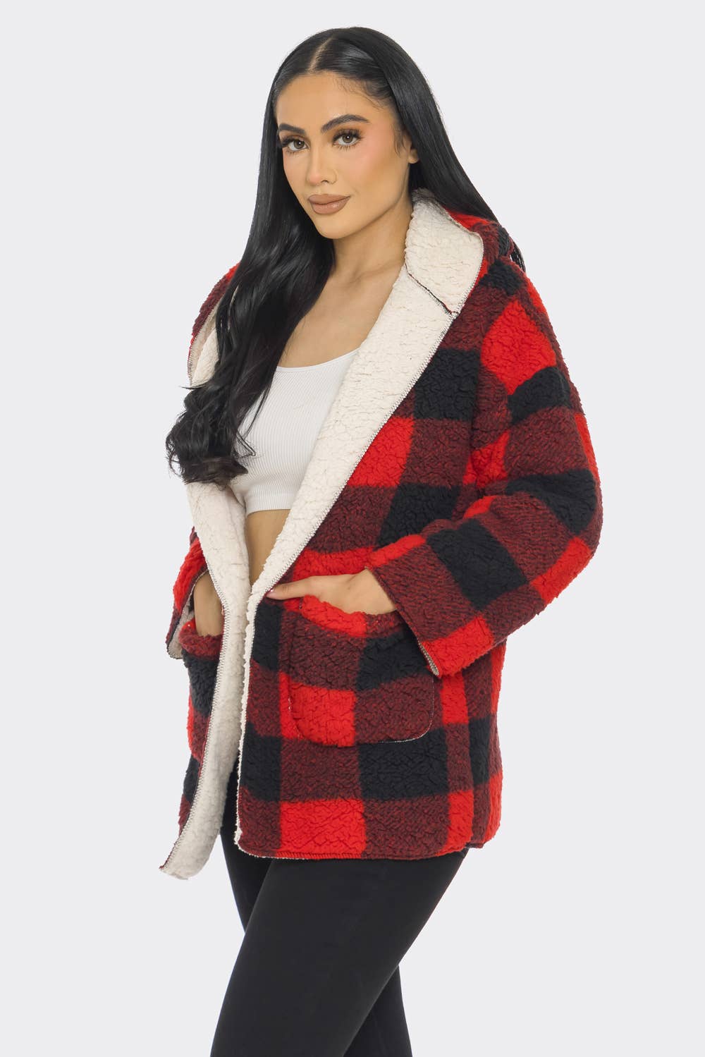 Lime All the Time - Wholesale Jacket - Women's - Teddy Bear Pattern Fluffy Fuzzy Fur Hoodie Jacket20