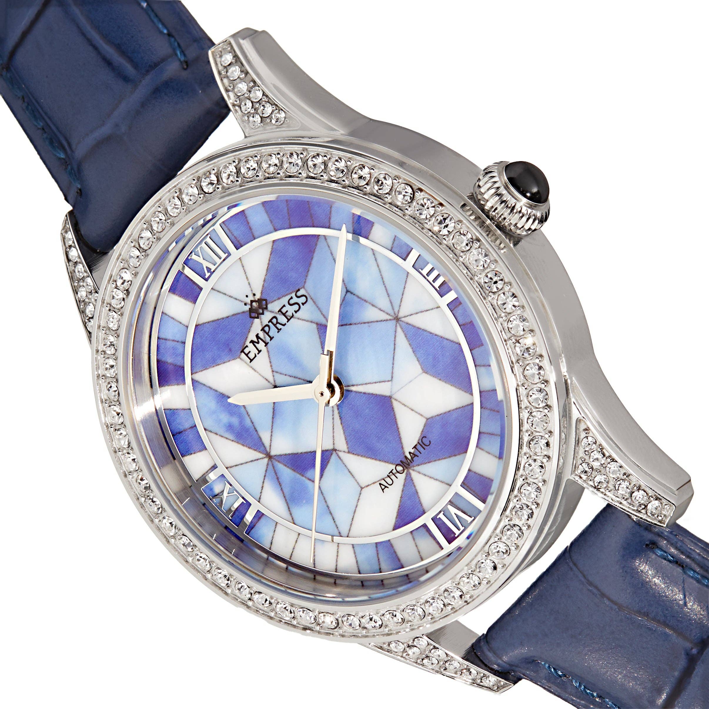 Empress - Wholesale Wrist Watch - Women's - Empress Augusta Automatic Mosaic Mother-of-Pearl Leather-Band Watch10