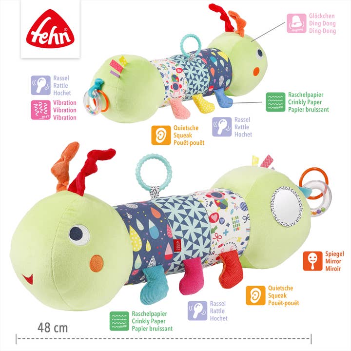 Fehn - Wholesale Crinkle Tag Toy - Baby - Caterpillar crawling roll - crawling aid - motor skills toy4