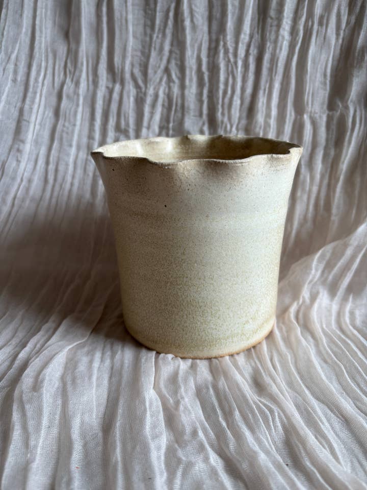 Cream Scalloped Planter for wholesale by Charlotte Manser Ceramics