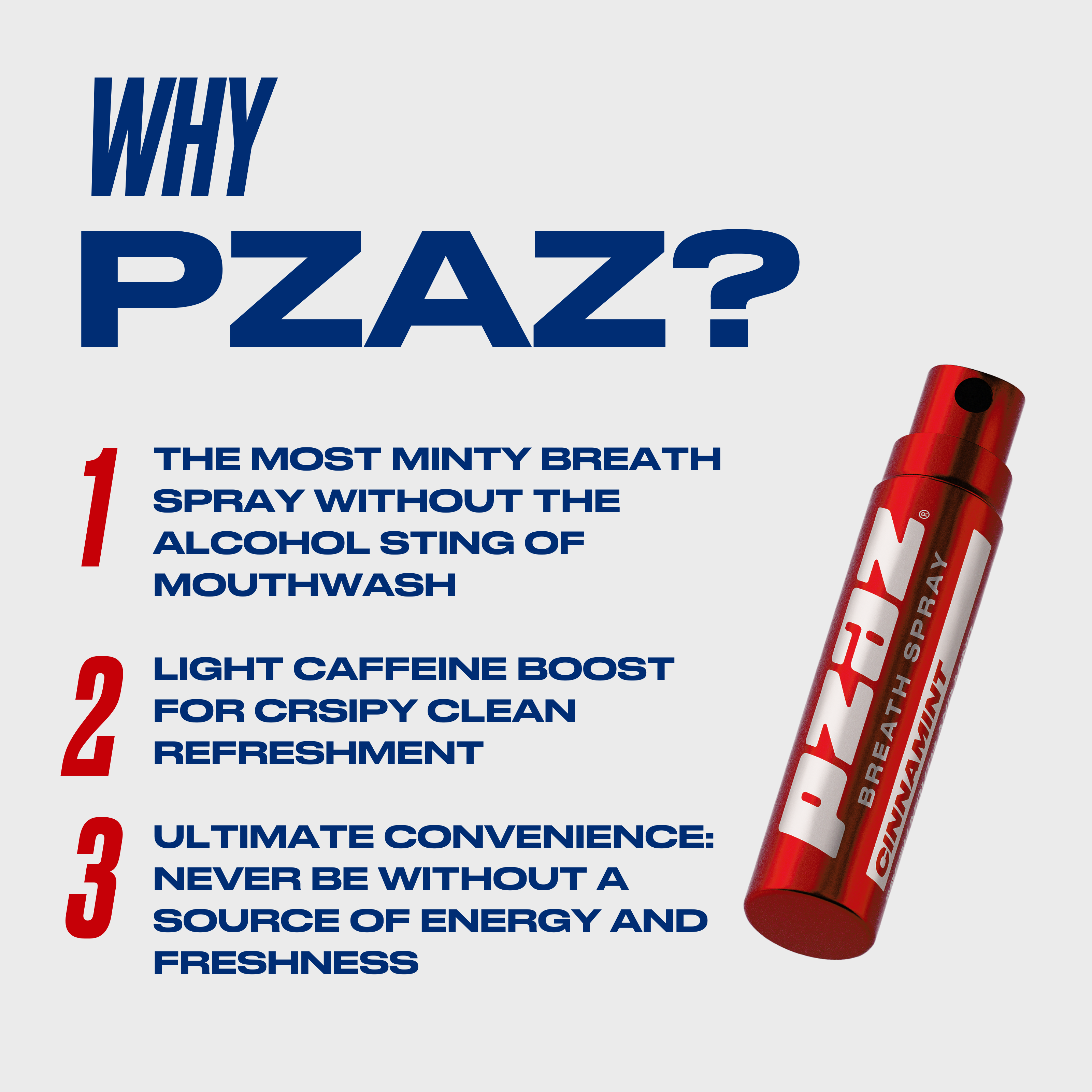 Pzaz® Breath Spray | Fresh Mouth & Mind - Wholesale Oral Care Set - Pzaz Breath Spray - Cinnamint - Caffeine Micro-dose2