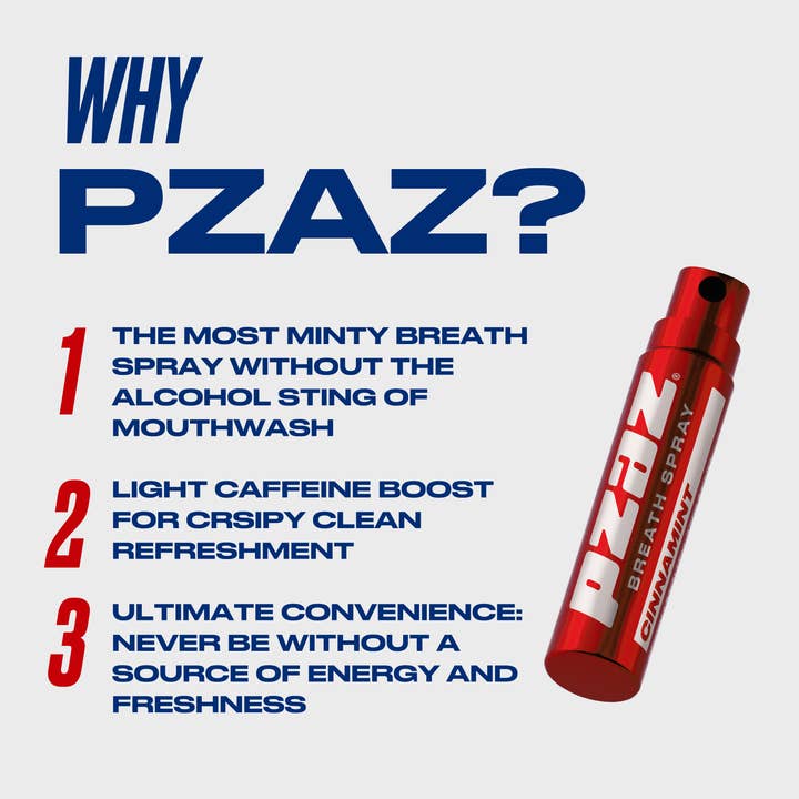 Pzaz® Breath Spray | Fresh Mouth & Mind - Wholesale Oral Care Set - Pzaz Breath Spray - Cinnamint - Caffeine Micro-dose2