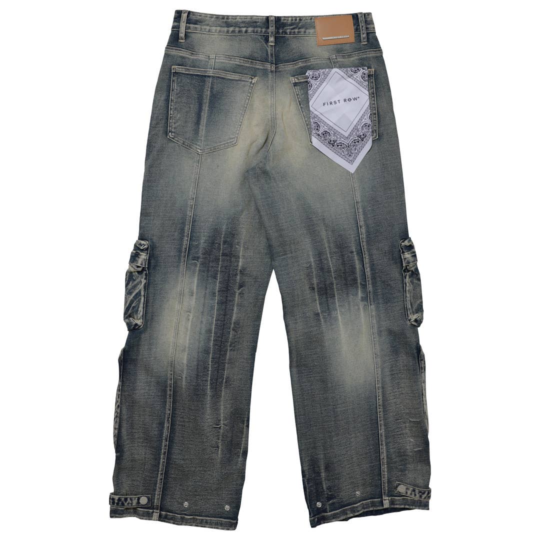 First Row - Vente Jean – homme - Pantalon cargo large en denim utilitaire Y2K9