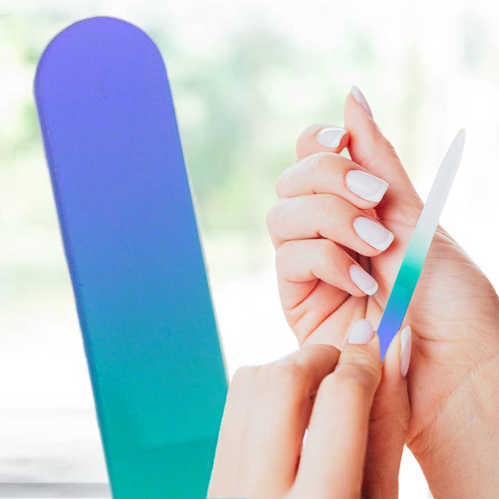 Lima de uñas de cristal checo genuino de color violeta aqua para venta al por mayor de Classy Nail Files