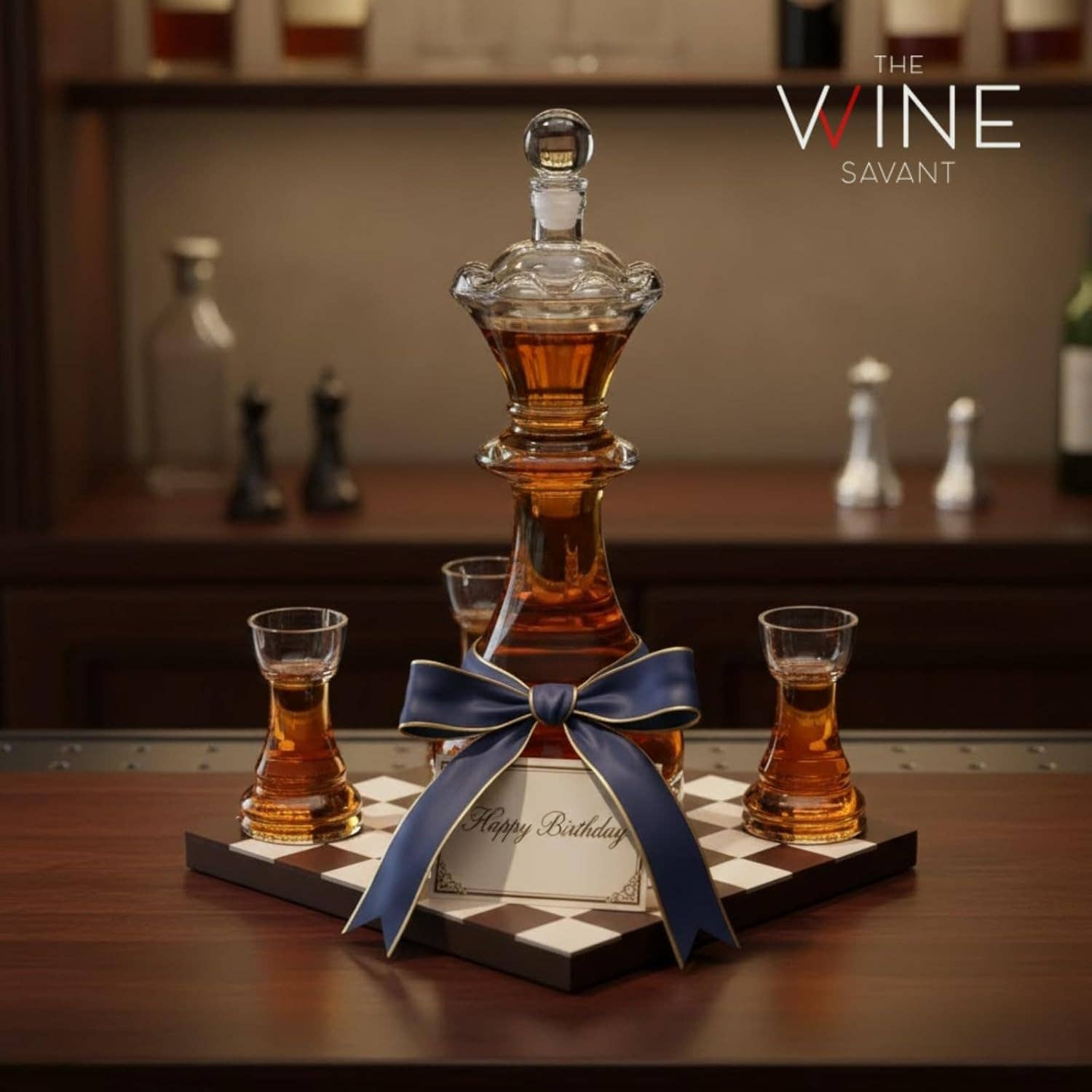 The Wine Savant /  Khen Glassware - Venta al por mayor Decantador - Nuevo juego de decantadores de ajedrez de The Wine Savant1