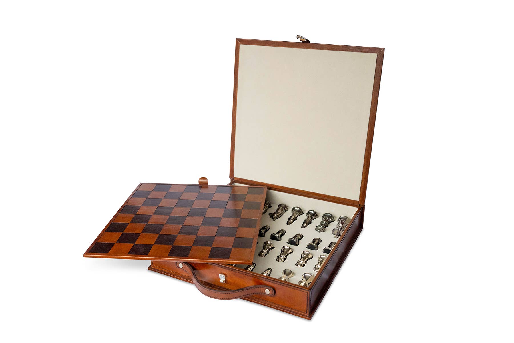 Roberts and Dore - Wholesale Board Game - Cognac Leather Chess Set In A Case1