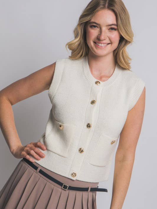 Sleeveless Knit Sweater Vest for wholesale by Lemon Tree