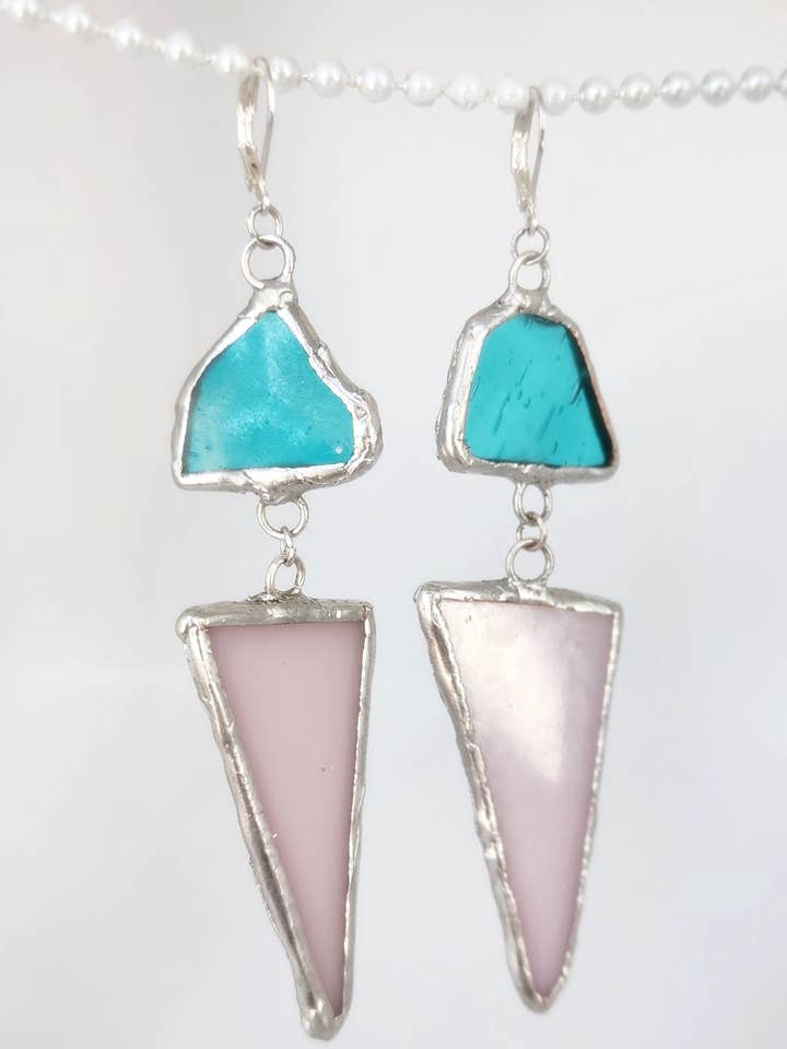 Chonky Handmade Stained Glass Modern Boho Earrings for wholesale by Holly With a Why?