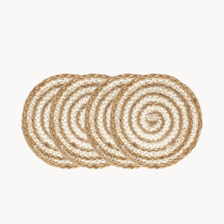 Handwoven Kata Spiral Coaster Trivet-Natural-Set of 4 for wholesale by KORISSA