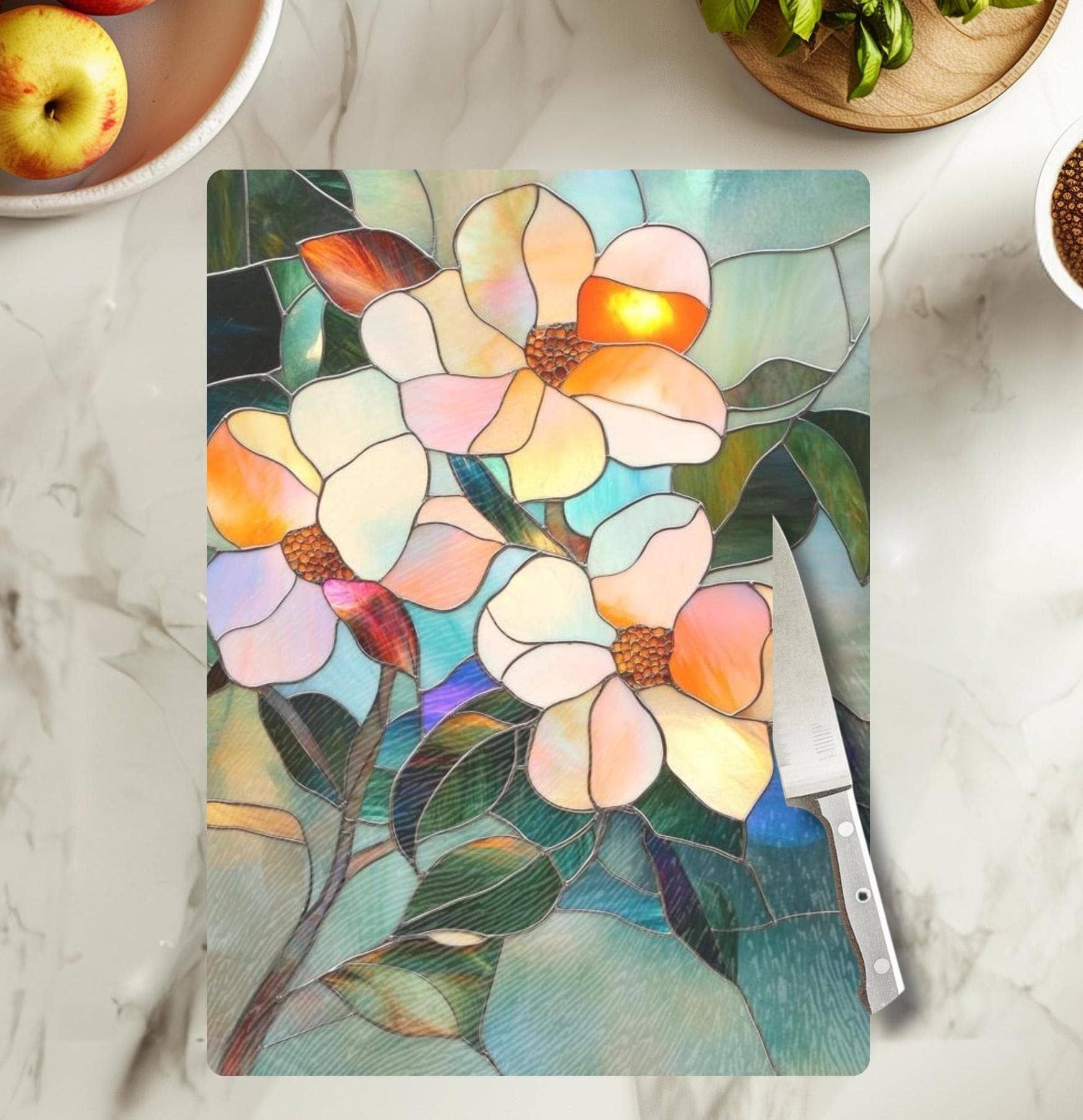 Fernville Creations - Wholesale Cutting Board - Imitation Stained Glass Flower Charcuterie Serving Tray3