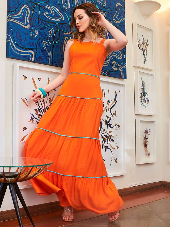 Vestido Longo Cora Canella por atacado de Ella Official UK