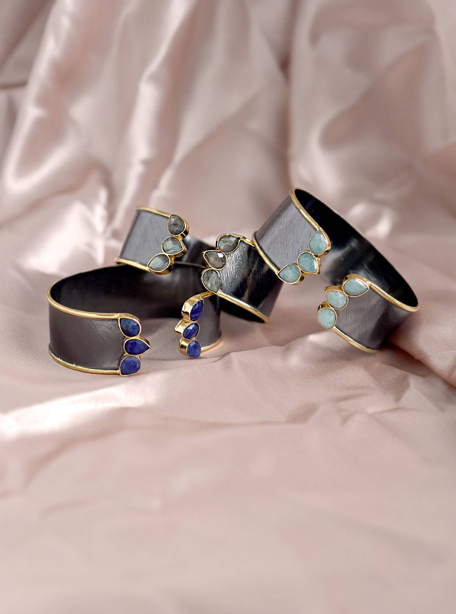 FELIX Z DESIGNS - Wholesale Cuff Bracelet - Hand Crafted Two Tone  Adjustable Open Gemstone Cuff Bangle,0