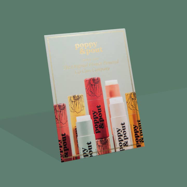 Poppy & Pout - Wholesale Retailer Display - Beauty & Wellness - Retailer Sign, Easel, Lip Balm