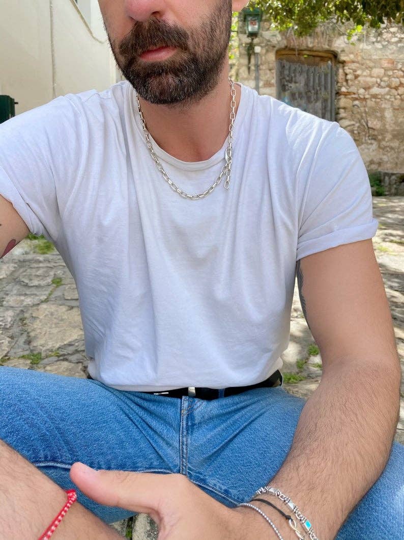 Christina Christi - Wholesale Link & Chain Necklace - Silver Chain Necklace Men3