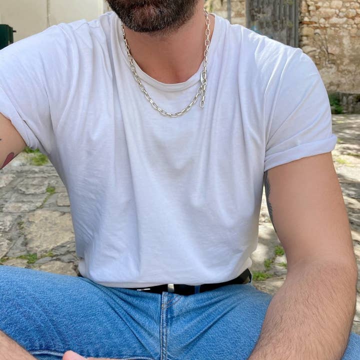 Christina Christi - Wholesale Link & Chain Necklace - Silver Chain Necklace Men3