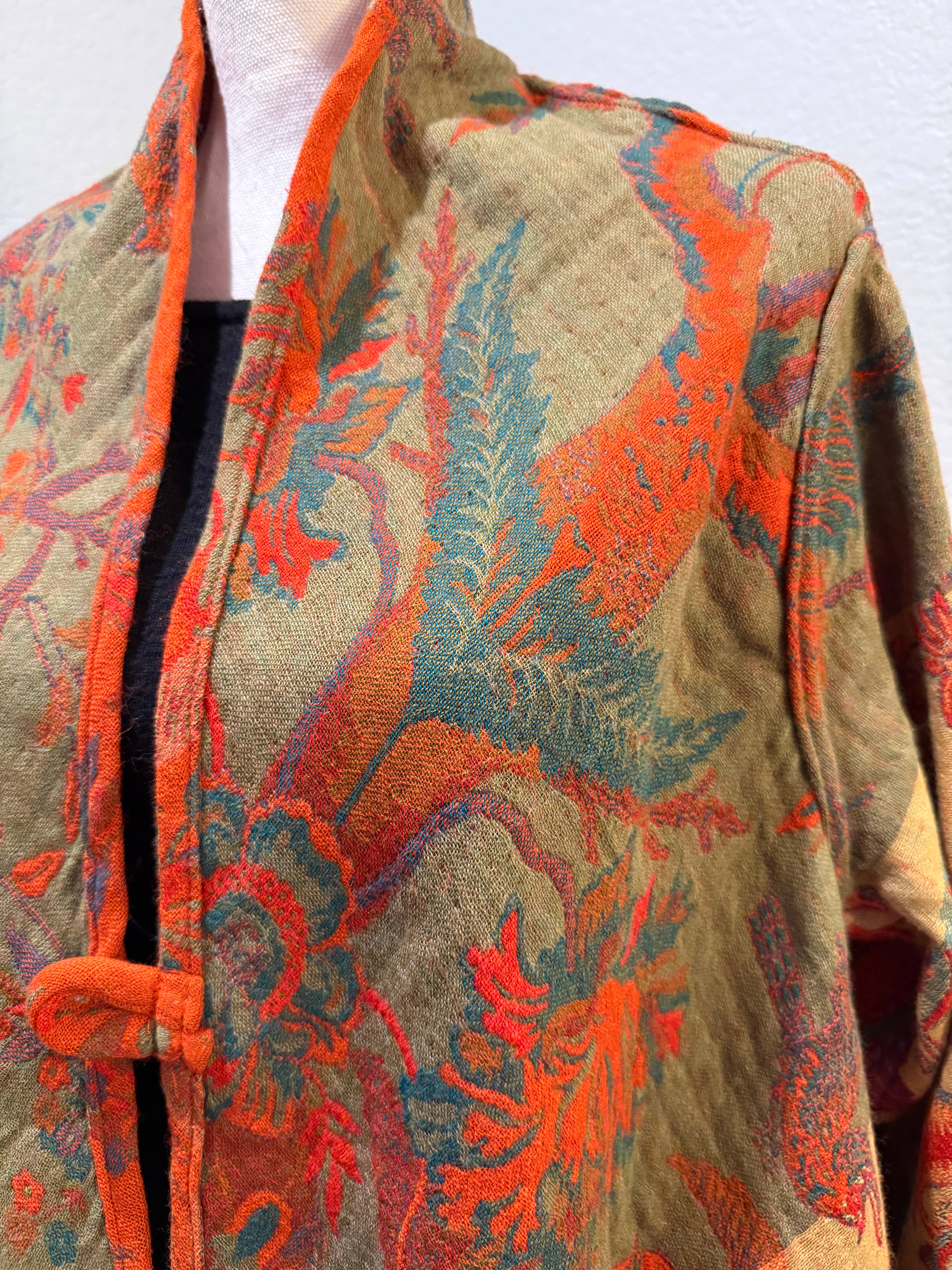 In Style Scarves - Wholesale Jacket - Women's - Reversible Merino Wool Duster Jacket in Tangerine Bird Color7