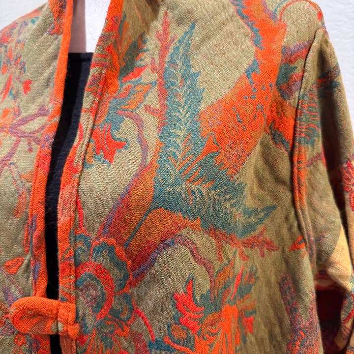In Style Scarves - Wholesale Jacket - Women's - Reversible Merino Wool Duster Jacket in Tangerine Bird Color7