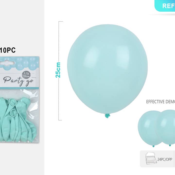 1.5G Matte Latex Ballonnen 25CM Tiff Blauw -10ST x 24 PAKKEN voor wholesale door Party Go