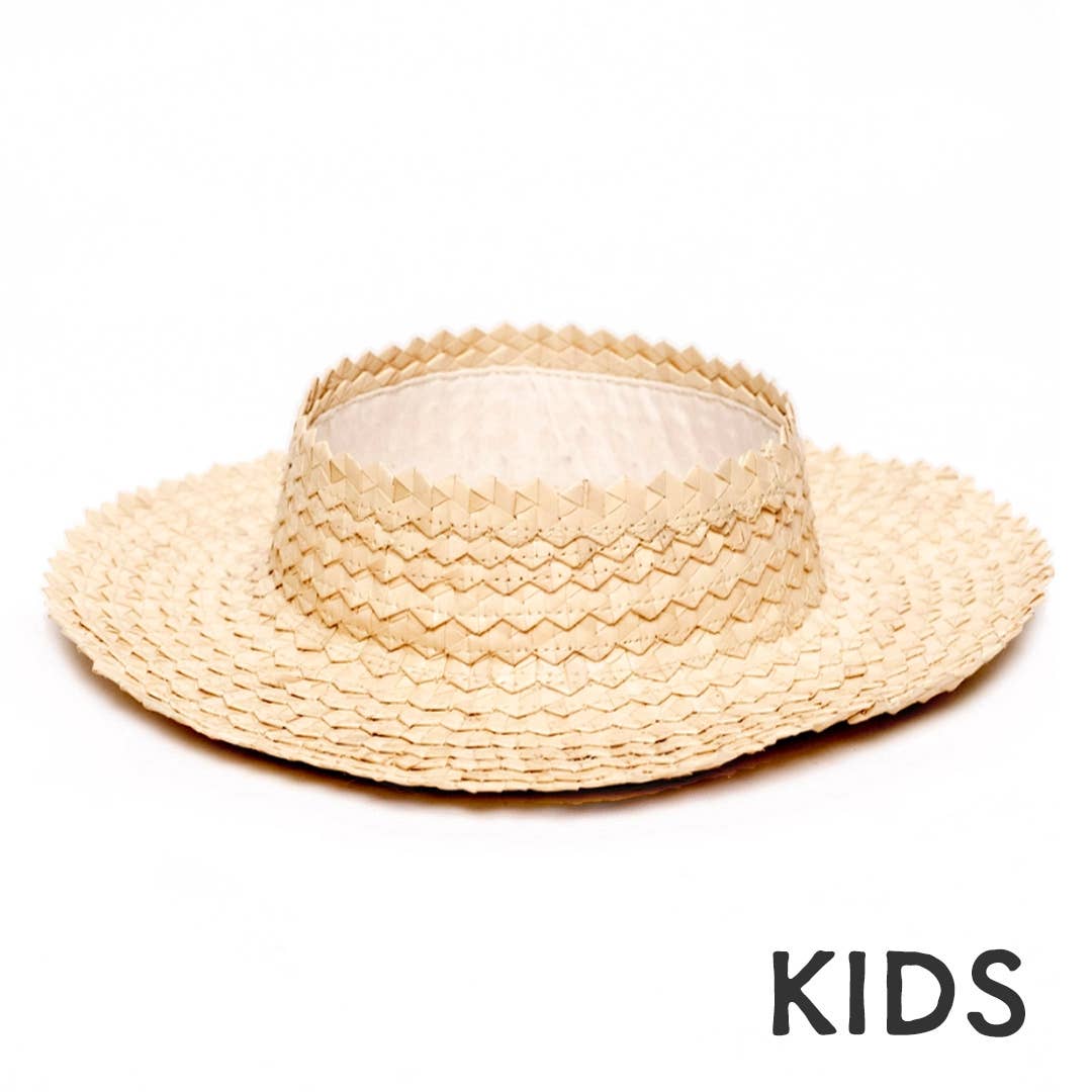 Wholesale Straw Crownless Sun Hat Papale - Kids (White) for your