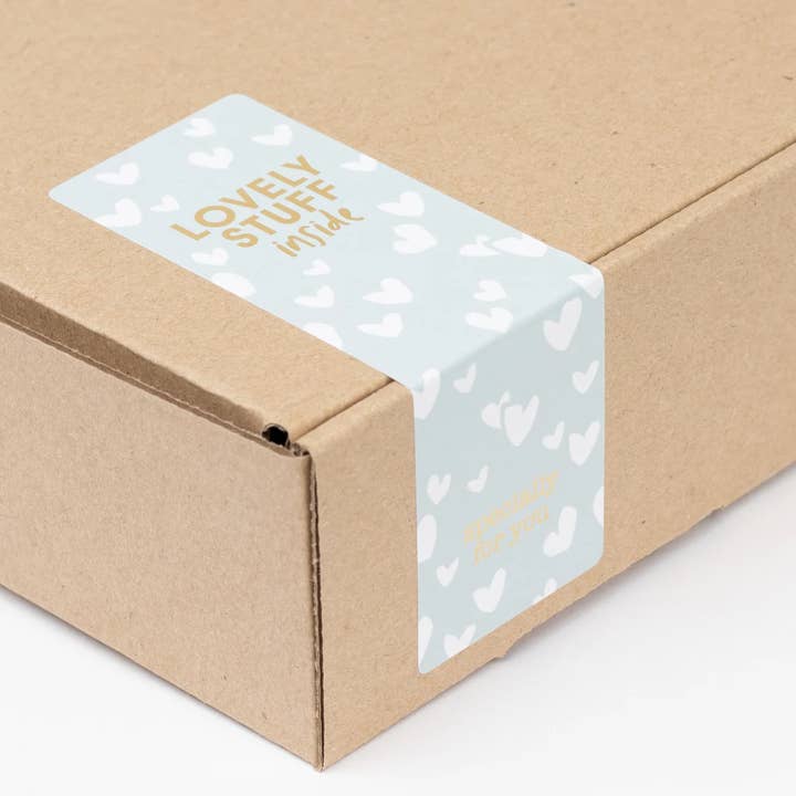 liebevoll verpackt – Großhandel Aufkleber – Aufkleber "Lovely Stuff inside" (490 Aufkleber)