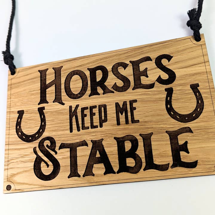 Chikai Shop - Wholesale Door Hanger - Horses keep me stable oak wood door sign, horse door hanger7