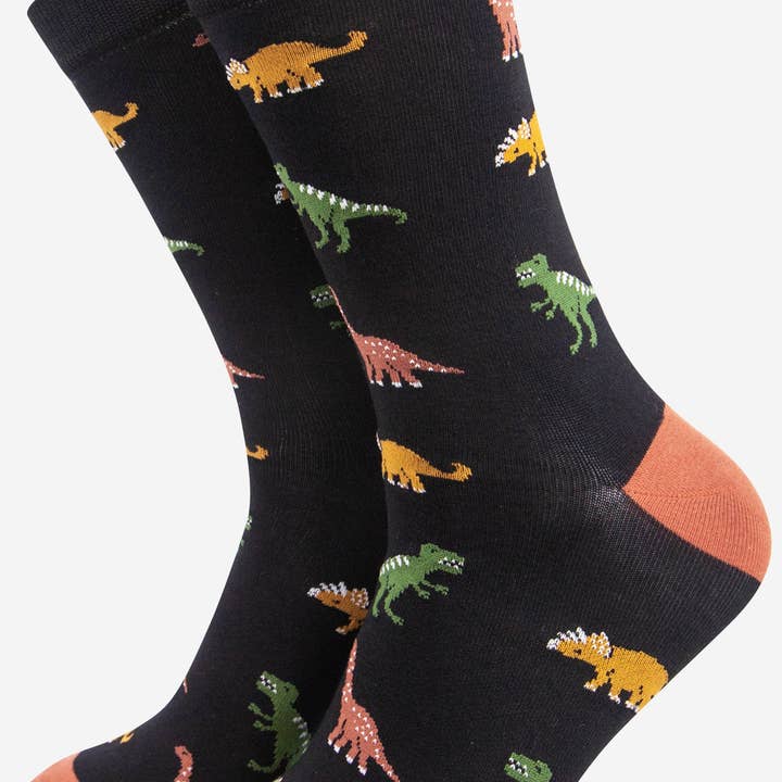Men's Dinosaur Print Bamboo Socks for wholesale by Sock Talk