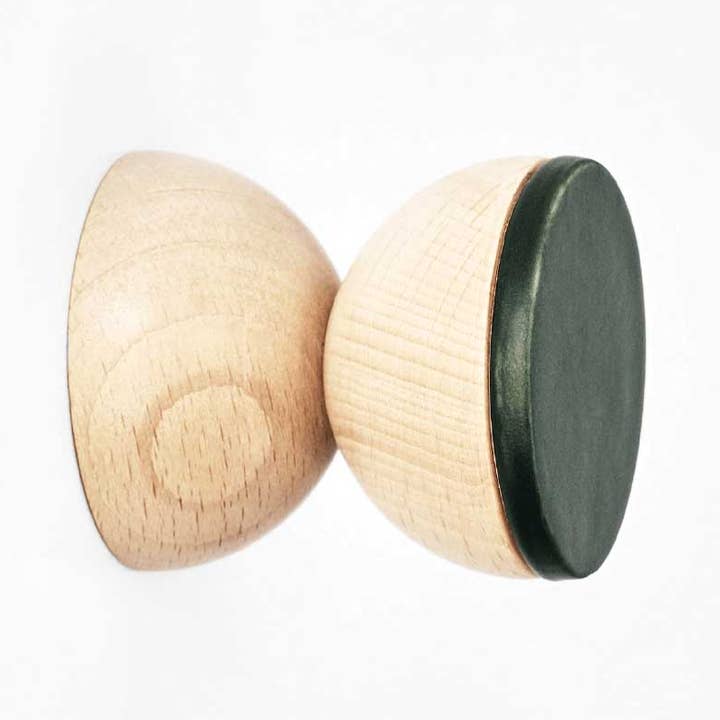 Geometric Wood & Ceramic Hook / Knob - Olive Green for wholesale by 5mm Paper