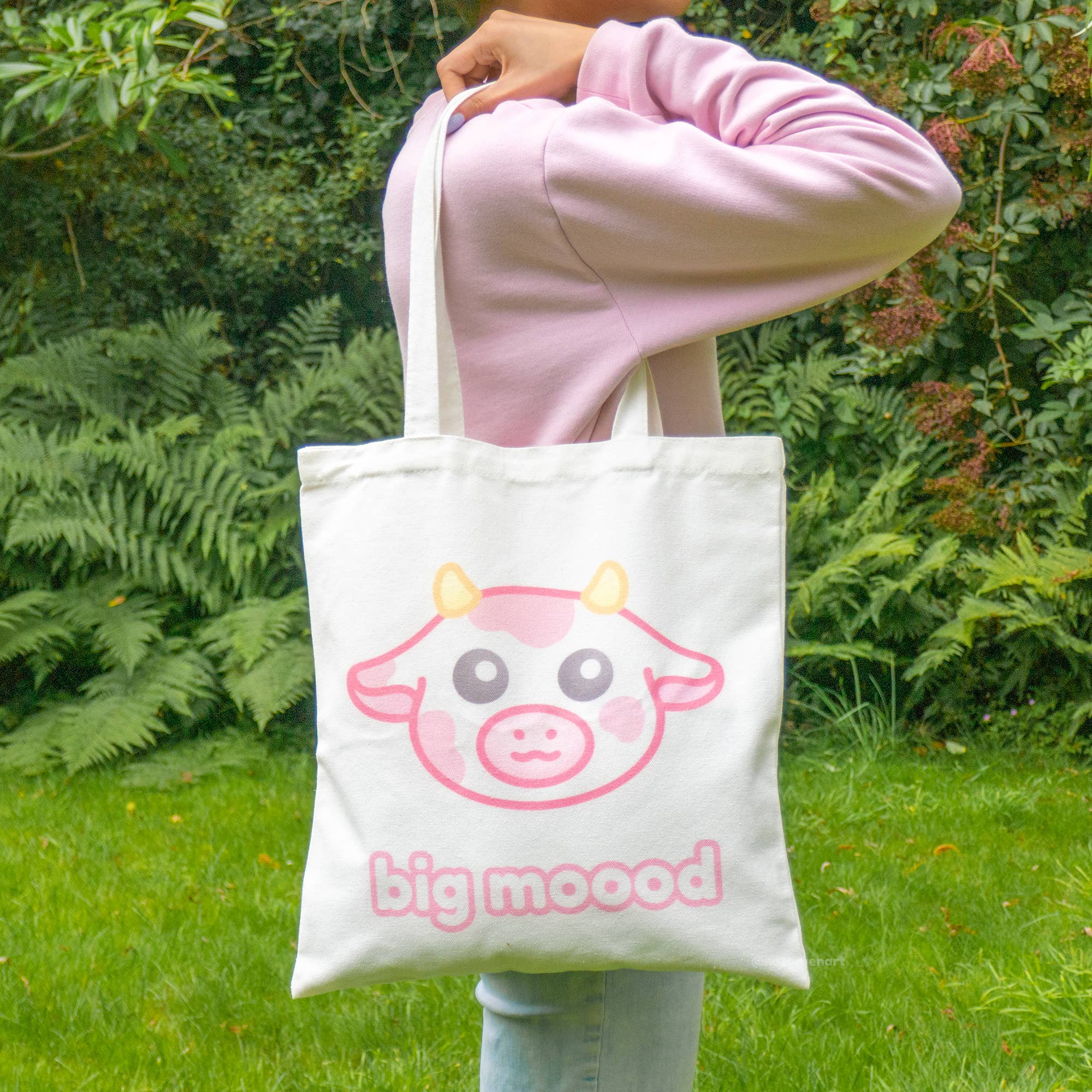 NatGreenArt - Wholesale Tote Bag - Unisex - Pink Cow Canvas Tote Bag1