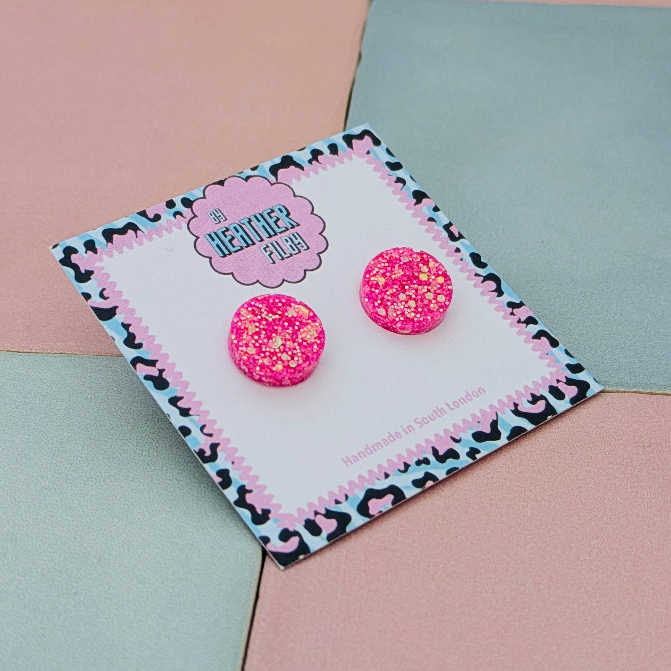 By Heather Filby – wholesale Stud/post earrings – Glitter Circle Stud Earrings (MORE COLOURS) - Best Seller5