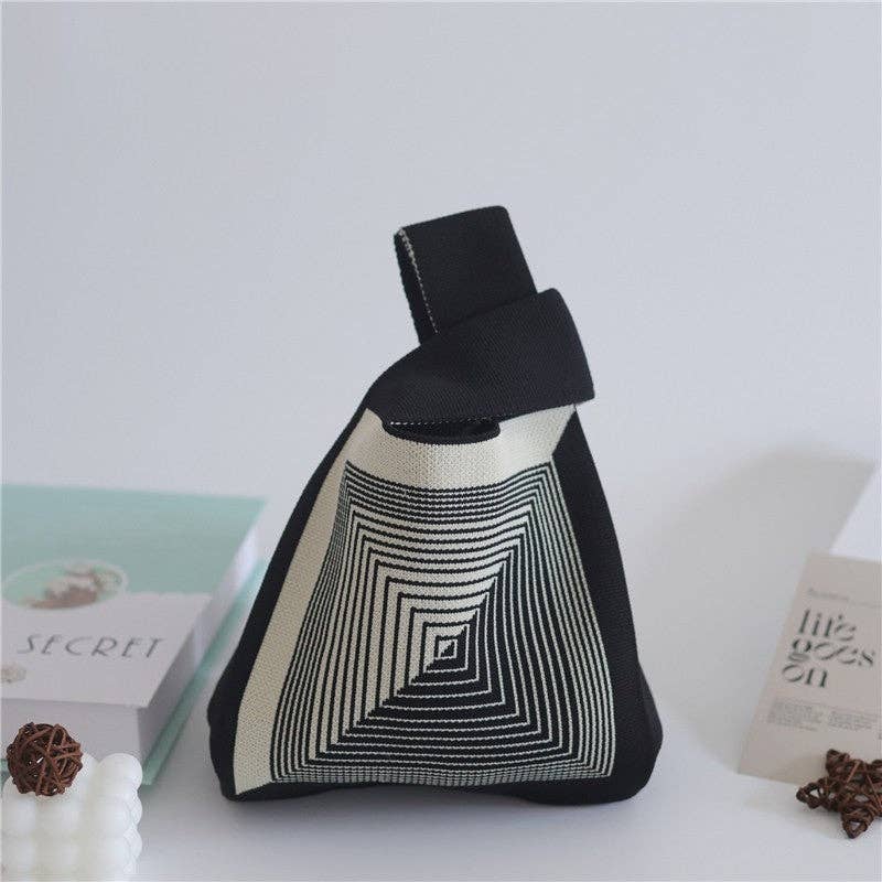 FurDecoration – Sacola - Mulher por atacado – Bolsa de pulso de malha pequena com abertura de cor de contraste suave6