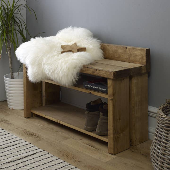 Rustic Shoe Bench for wholesale by Off the Grain
