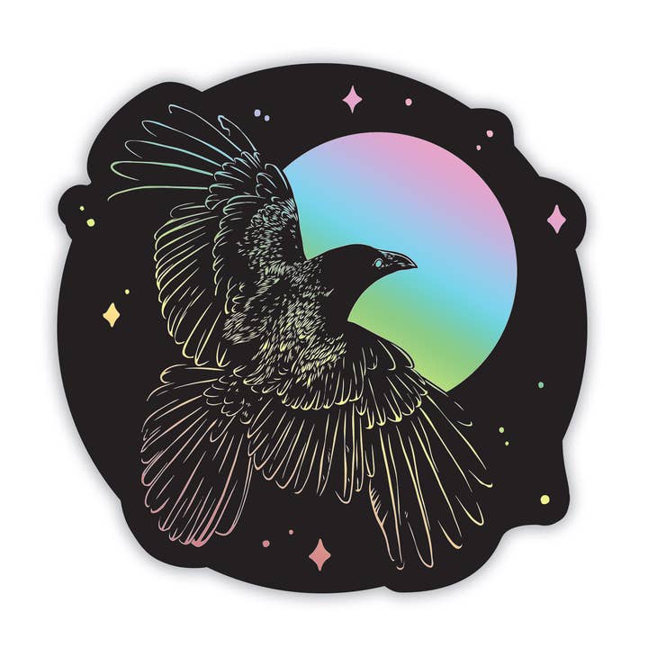 Holographic Raven Sticker for wholesale by Jenn Sneary Art
