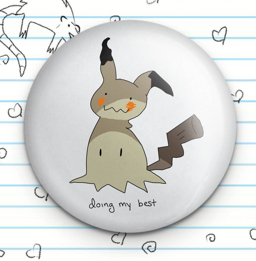 Fautbarb - Vendita all'ingrosso Spilla da bavero - Bottone Copycat Mimikyu Electric Ghost Friend da 1,25 pollici, Ghost Type Lover, Mimic Ghost Fan, amante dei videogiochi, regalo per fan dei giocatori, Kawaii Cute Funny0