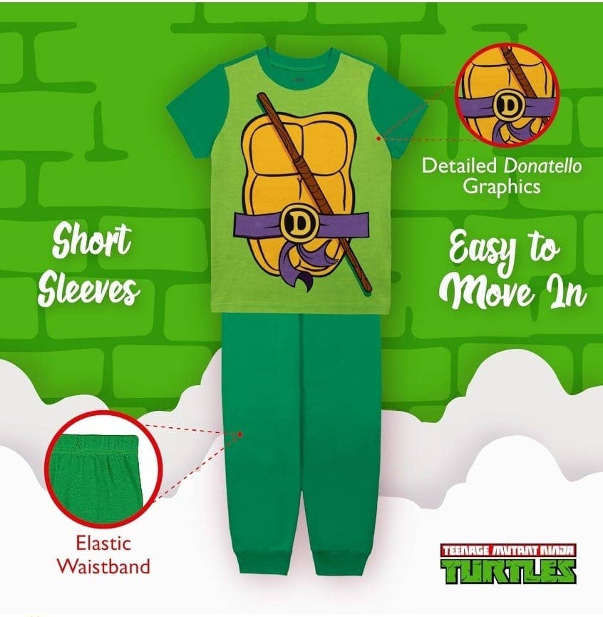 Crover - Wholesale Sleepwear Set - Men's - 2pc Ninja Turtles Cotton Pajama Set – 6set Size Assortment1