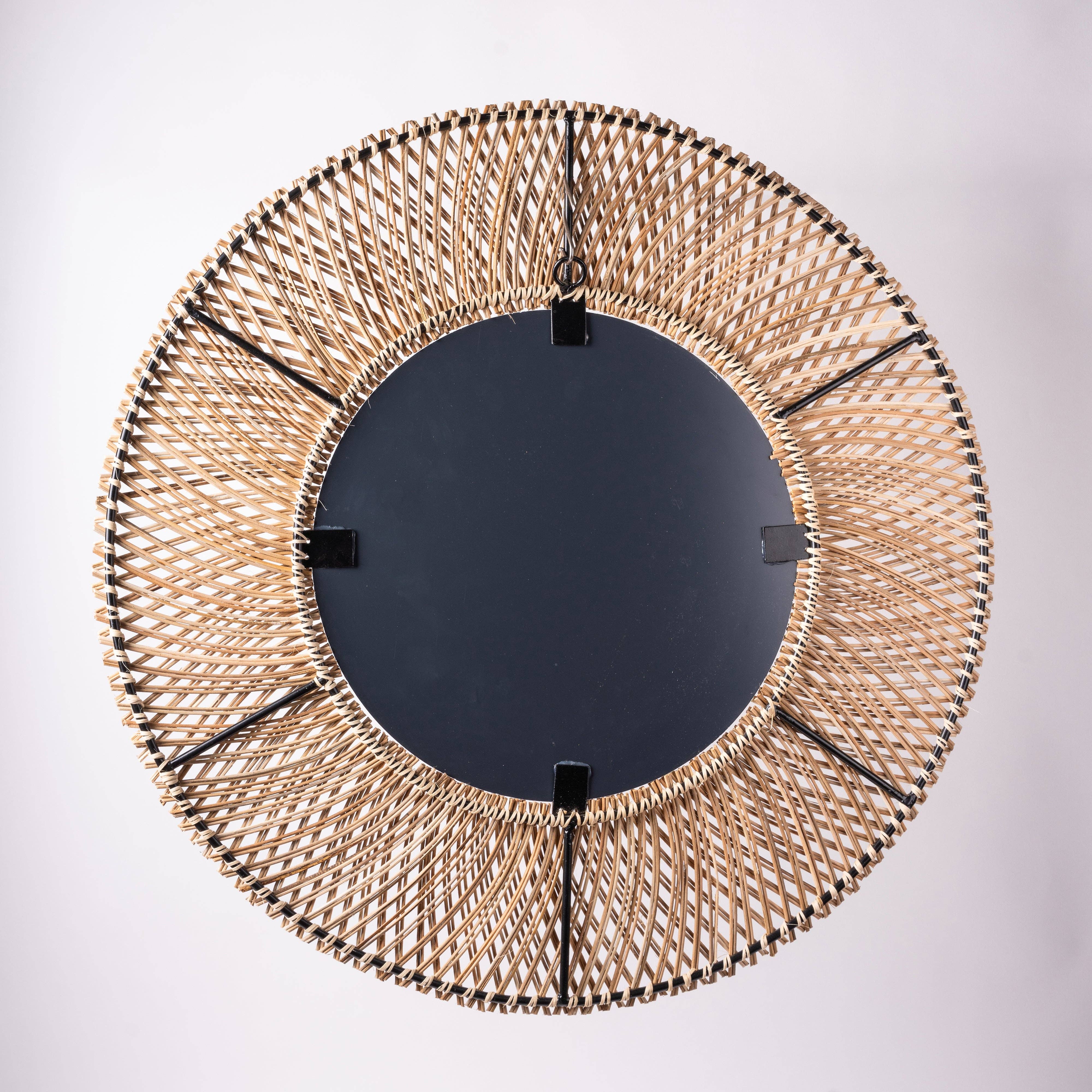 Maison Annabi - Vendita all'ingrosso Specchi da parete - Grande Specchio a Occhio in Rattan a Doppia Intrecciatura - Ø 80 cm1