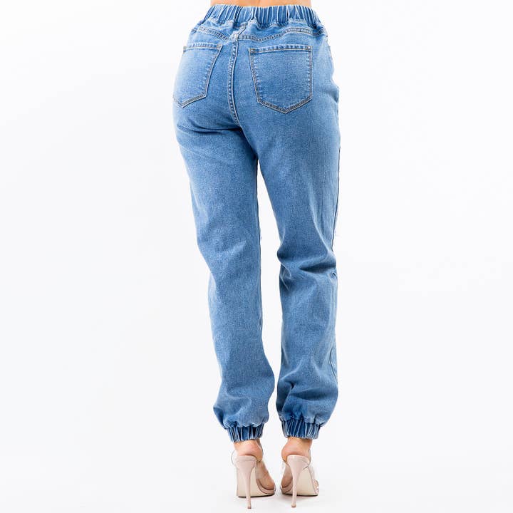 American Bazi – Engroshandel Jeans - Dame – HØJ TALJE DENIM JOGGER STIL BUKSER-RJJ302593