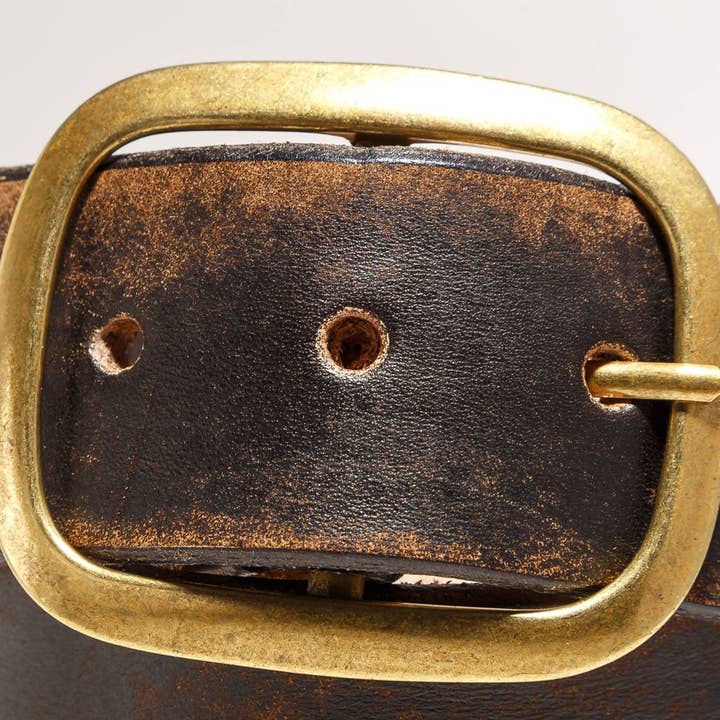 Regan Flegan - Vente Ceinture – femme - Ceinture en cuir à motif damassé gaufré en cuir vieilli vintage3