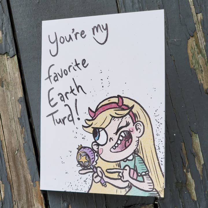 Greeting Card - Star vs. The Evil Forces "You're My Favorite Earth Turd" for wholesale by Quarter Press