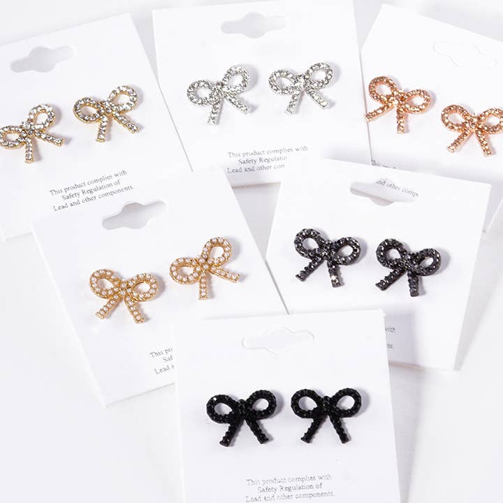 Crystal Stone Studded Ribbon Stud Earrings
for wholesale by Sensibling Corp.