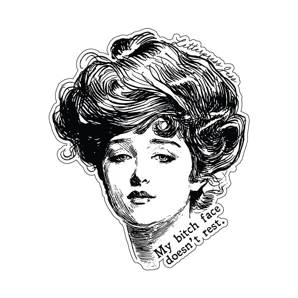 Letterpress Jess - Venta al por mayor Pegatina - Gibson Girl Perra Cara No Rest Pegatina3