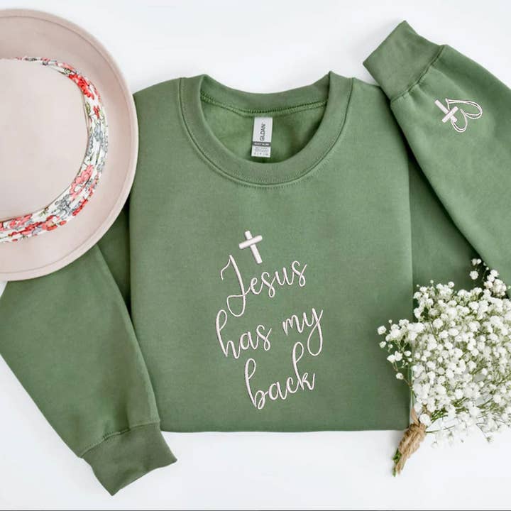 One Nine - Vente Sweat-shirt – femme - Chandail brodé Jesus Has My Back7