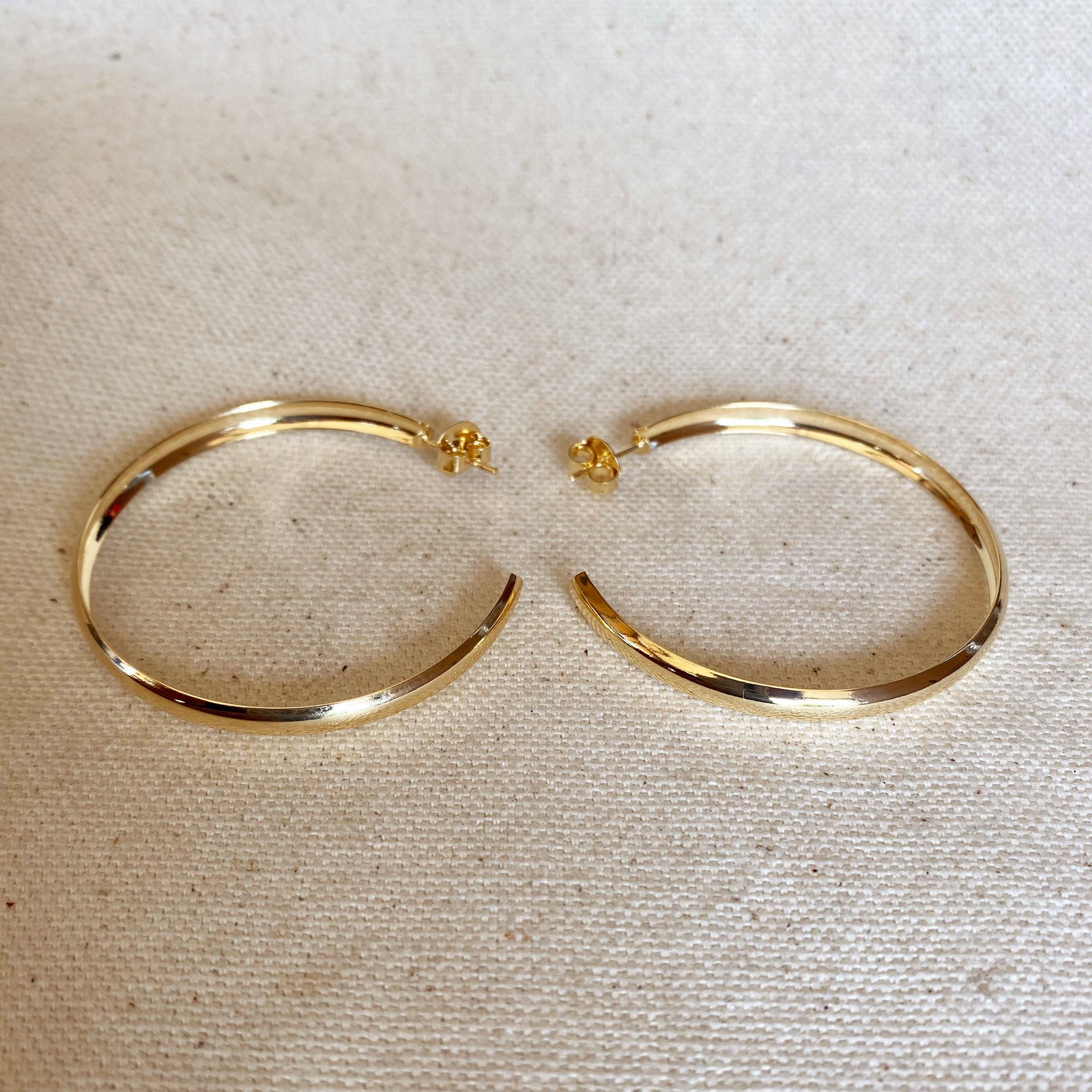 GoldFi - Wholesale Hoop Earrings - 18k Gold Filled 50mm Hollow C-Hoop Earrings3