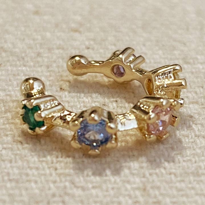 GoldFi - Vendita all'ingrosso Orecchini ear cuff/ear wrap - Ear Cuff in Oro 18k con Zirconia Cubica Pastello0