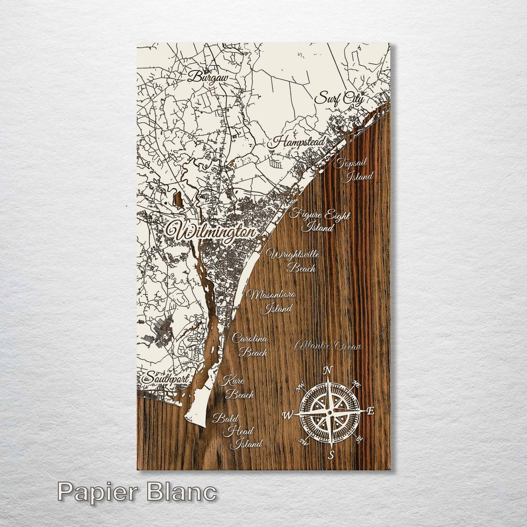 Fire & Pine – Mapa por atacado – Carolina do Norte: Wilmington Beaches Area Mapa0